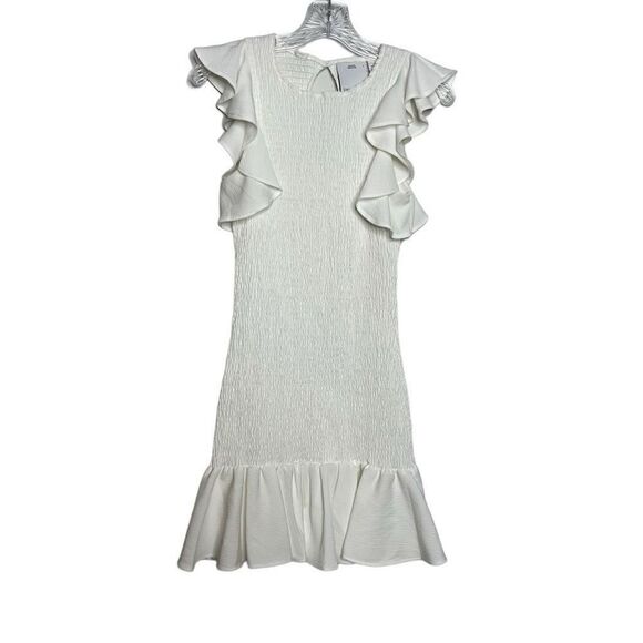 NEW C/MEO COLLECTIVE Expired Ruffle Mini Dress in Ivory Size Small - Picture 2 of 8